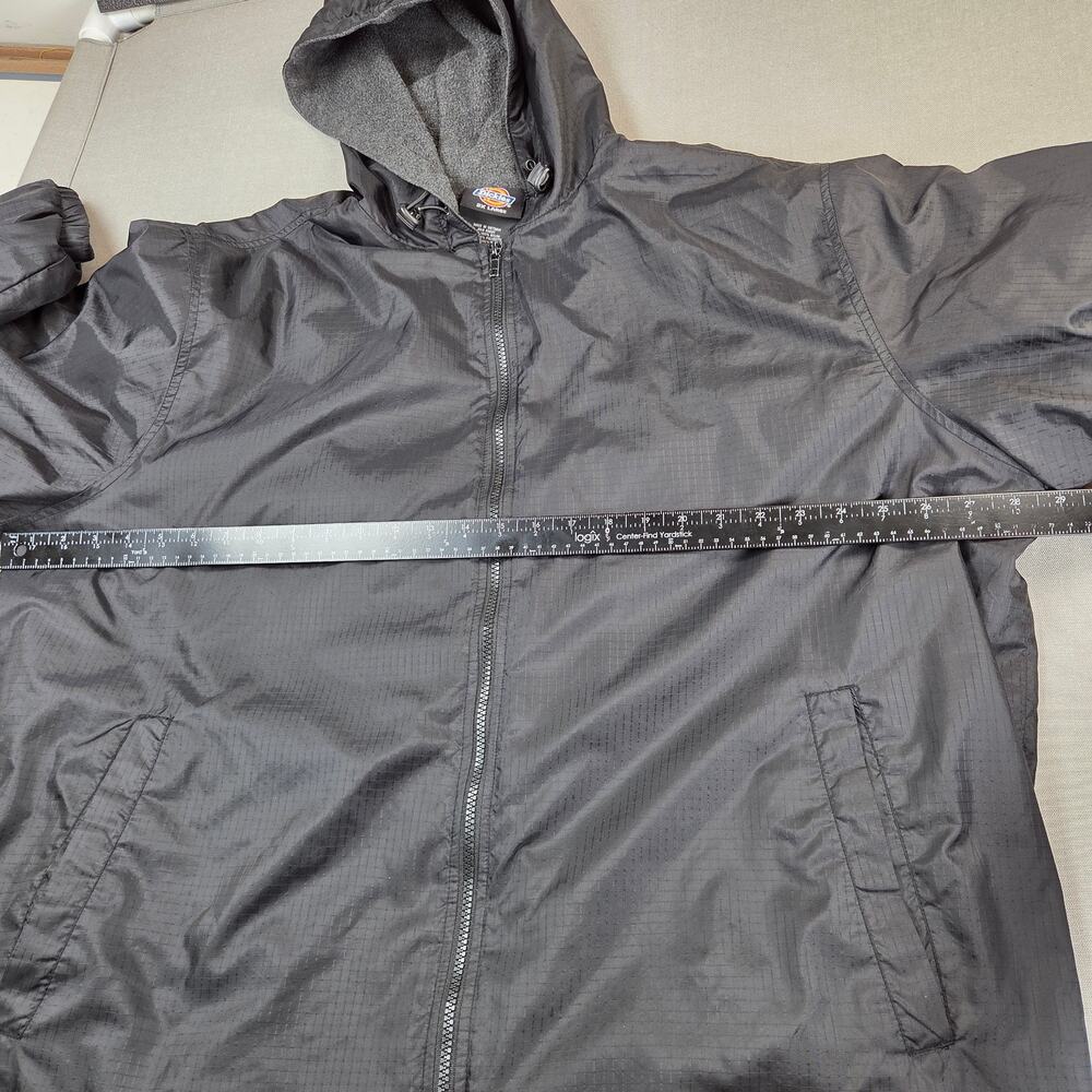 Dickies Fleece Lined Hooded Nylon Jacket Black Full Zip Ripstop Men's 2XL - Picture 9 of 16